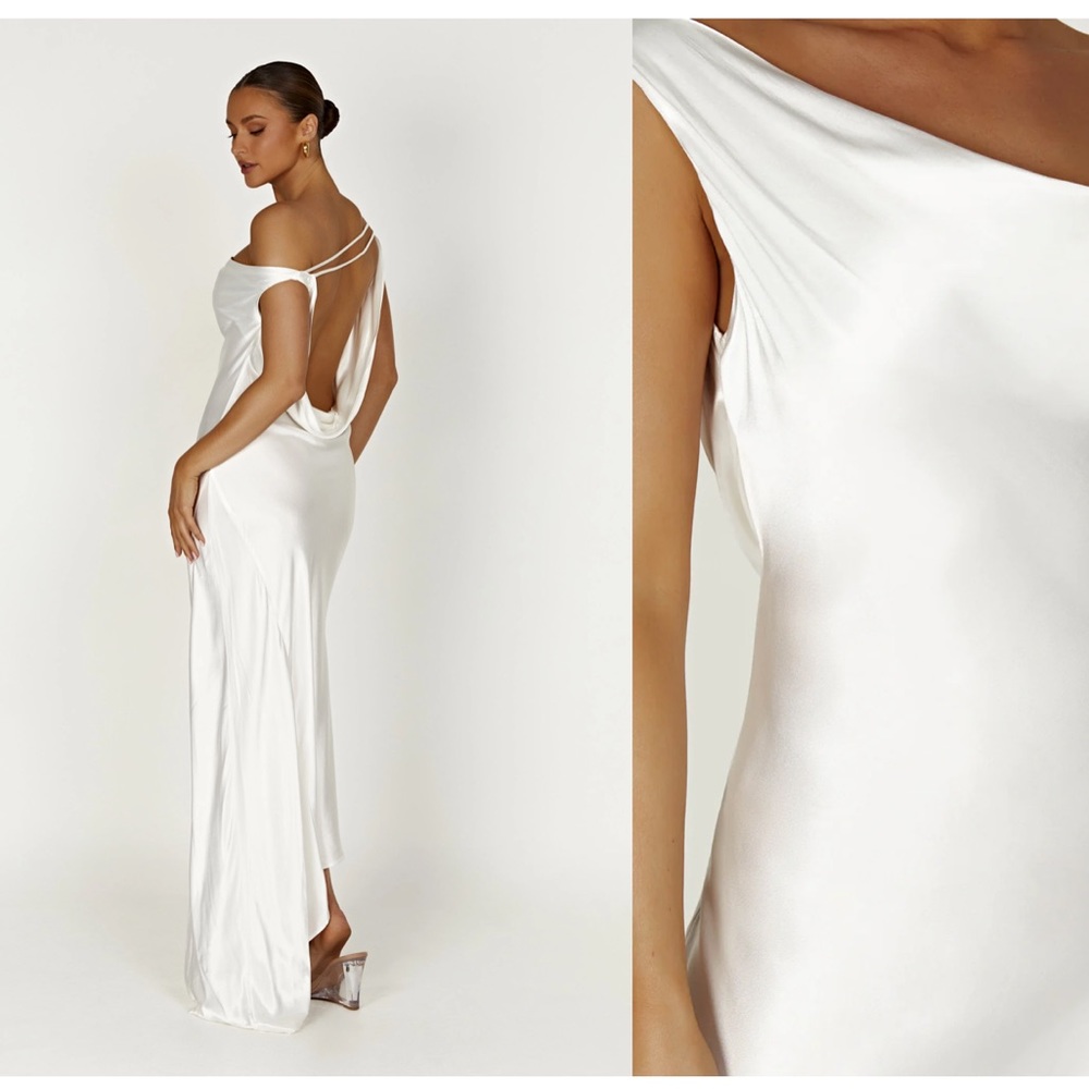 Meshki / Yvette Slip Dress w/ Asymmetrical Hem - White (never worn, no tags)